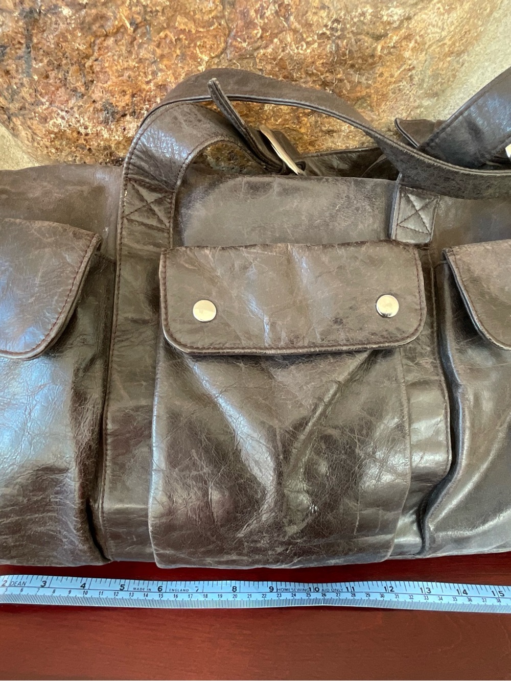 Women’s Dark Brown Leather Work Tote Bag